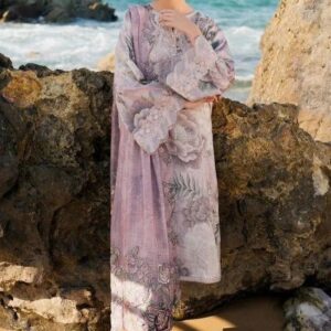 Luxury Purple Floral Lawn 3-Piece Suit